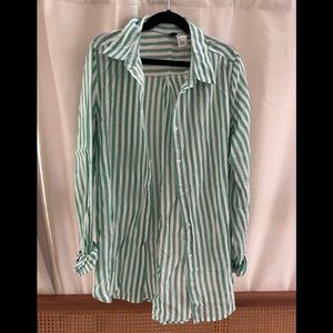 Green & White Striped Top